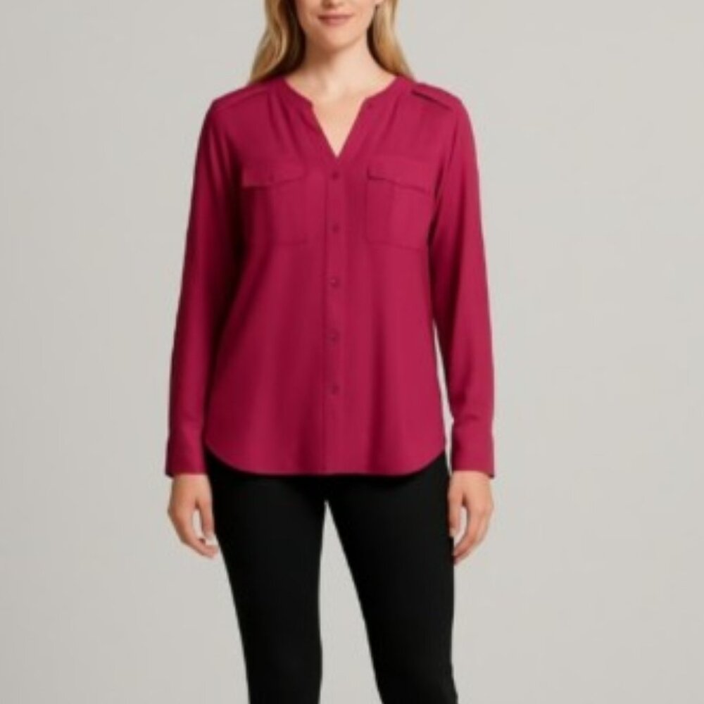 Burberry Brit Solid Voile Blouse Buttoned Front. … - image 8